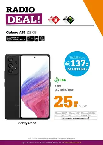 Telecombinatie Galaxy A53 128 GB aanbieding