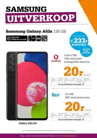 Telecombinatie Samsung Galaxy A52s 128 GB aanbieding
