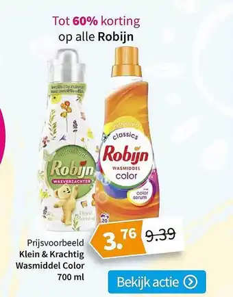 Plein.nl Robijn klein & krachtig wasmiddel color 700 ml 60% Korting aanbieding