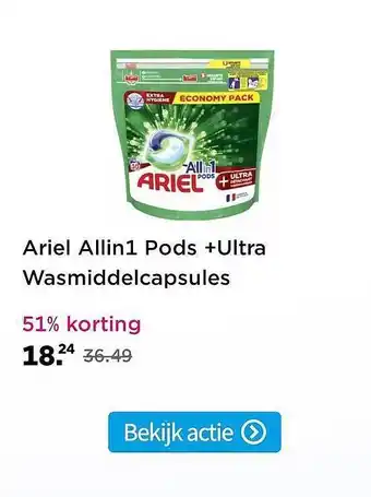 Plein.nl Ariel Allin1 Pods +ultra wasmiddelcapsules 51% Korting aanbieding