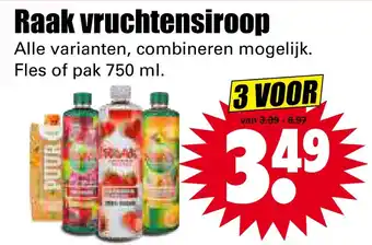 Dirk Raak vruchtensiroop 750ml aanbieding