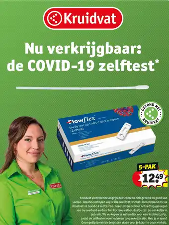 Kruidvat Nu verkrijgbaar de covid-19 zelftest* aanbieding