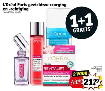 Kruidvat L'Oréal Paris Gezichtsverzorging En -Reiniging 1+1 Gratis aanbieding