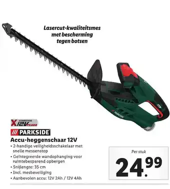 Lidl Parkside Accu-Heggenschaar 12V aanbieding