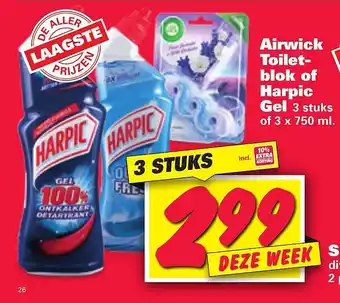 Nettorama Airwick toiletblok of harpic gel 750ml aanbieding