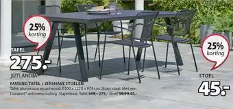 Jysk Fausing tafel + jershave stoelen aanbieding