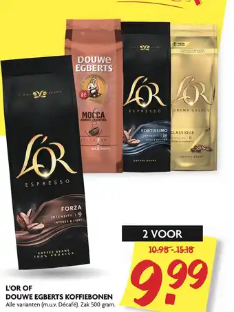 Dekamarkt L'or of douwe egberts koffiebonen 500gram aanbieding