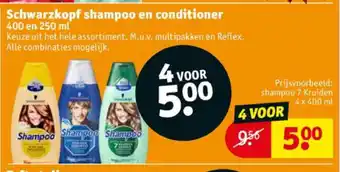 Kruidvat Schwarzkopf schampoo 400ml of Conditioner 250ml 4st aanbieding