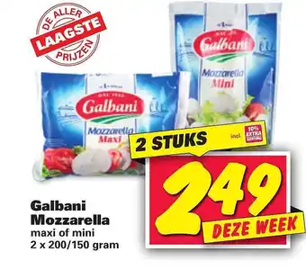 Nettorama Galbani mozzarella maxi of mini 150gram aanbieding