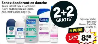 Kruidvat Sanex Douche en deodorant 2+2 aanbieding