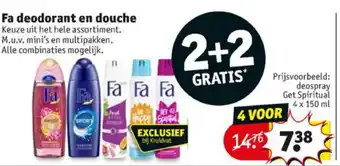 Kruidvat Fa deodorant en douche 2+2 aanbieding