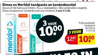 Kruidvat Elmex en Meridol Tandpasta en tandenborstel 3st aanbieding