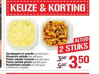 Coop Aardappel Ei Salade, Huzaren Salade, Pasta Salade Tomaat, Pasta Salade Pesto Of Rundvlees Salade aanbieding