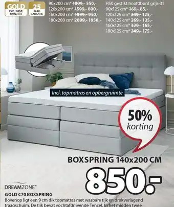 Jysk Gold c70 boxspring aanbieding