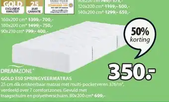 Jysk GOLD S50 SPRINGVEERMATRAS aanbieding