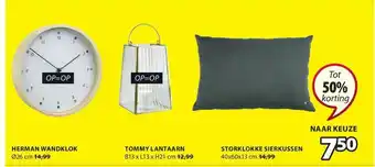 Jysk Herman Wandklok, Tommy Lantaarn Of Storklokke Sierkussen Tot 50% Korting aanbieding