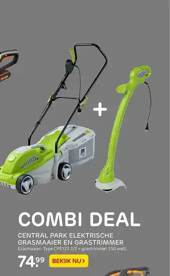 Praxis Combi Deal : Central Park Elektrische Grasmaaier En Grastrimmer aanbieding