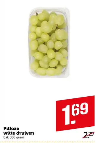 Coop Pitloze witte druiven bak 500 gram aanbieding