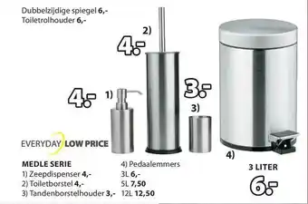 Jysk Medle Serie : Zeepdispenser, Toiletborstel, Tandenborstelhouder Of Pedaalemmers aanbieding