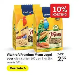 Pets Place Vitakraft Premium Menu Vogelvoer aanbieding