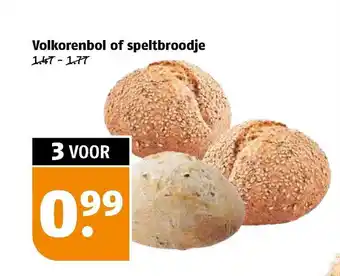 Poiesz Volkorenbol Of Speltbroodje aanbieding