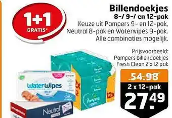 Trekpleister Billendoekjes 1+1 Gratis aanbieding