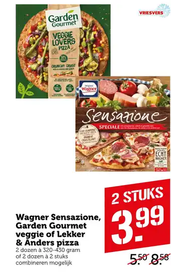 Coop Wagner Sensazione, Garden Gourmet veggie of Lekker & Anders pizza aanbieding