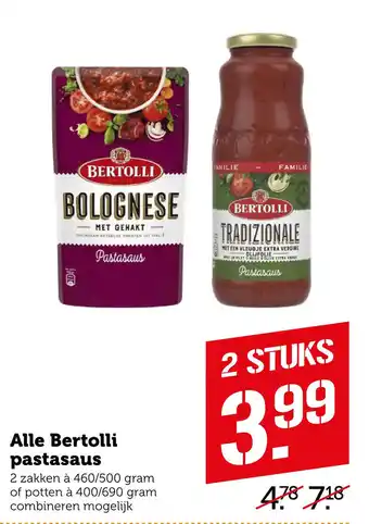 Coop Alle Bertolli pastasaus aanbieding