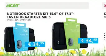 Informatique Acer Notebook Starter Kit 15.6" of 17.3" -tas en draadloze muis aanbieding