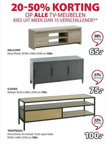 Jysk Hallund TV-Meubel, Ildved TV-Meubel Of Trappedal TV-Meubel 22% - 50% Korting aanbieding