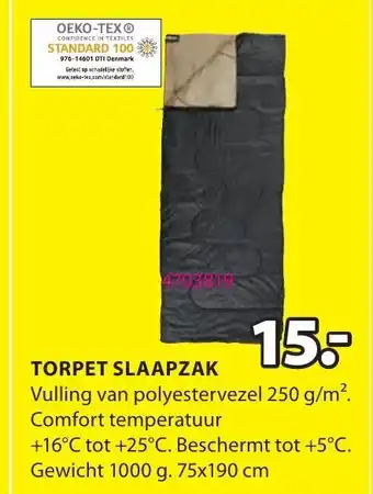 Jysk Torpet Slaapzak 75x190 cm aanbieding