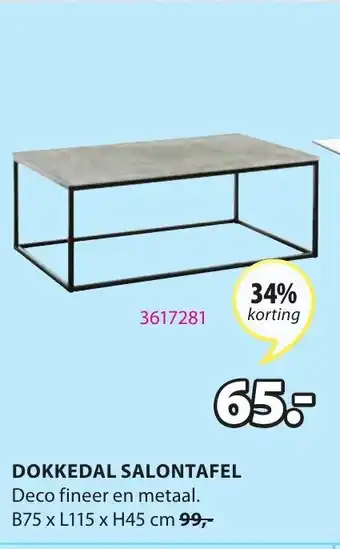 Jysk Dokkedal Salontafel B75xL115xH45 cm aanbieding