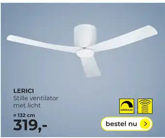 Lampidee Lerici - Ventilator 3 bladen d:132 cm wit + LED dimbaar aanbieding