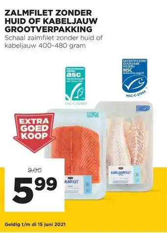 Jumbo Zalmfilet Zonder Huid Of Kabeljauw Grootverpakking aanbieding