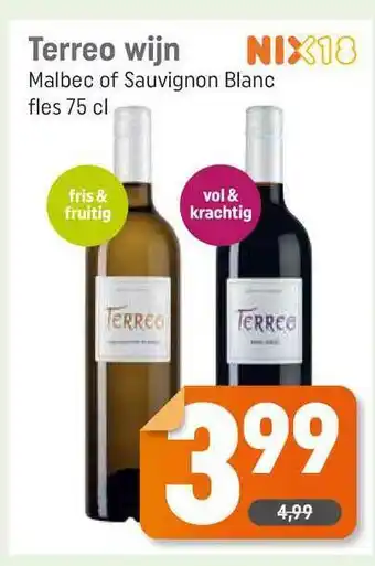 Dagwinkel Terreo Wijn Malbec Of Sauvignon Blanc aanbieding