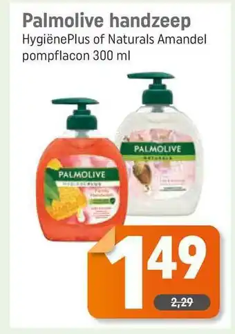 Dagwinkel Palmolive Handzeep HygiënePlus Of Naturals Amandel Pompflacon aanbieding