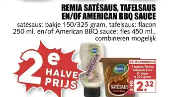 MCD Supermarkt Remia Satésaus, Tafelsaus En-of American BBQ Sauce aanbieding