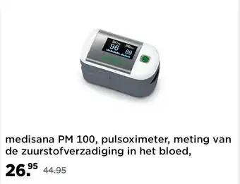 Amazon medisana PM 100, pulsoximeter, meting van de zuurstofverzadiging in het bloed, vingerpulsoximeter met OLED-display en one-tou aanbieding