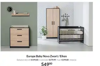 Babypark Europe Baby Nova Zwart / Eiken aanbieding