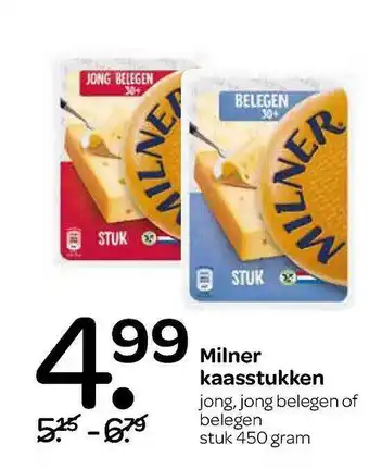 Spar Milner kaasstukken jong, jong belegen Of belegen aanbieding