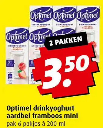 Boni Optimel drinkyoghurt aardbei framboos mini aanbieding