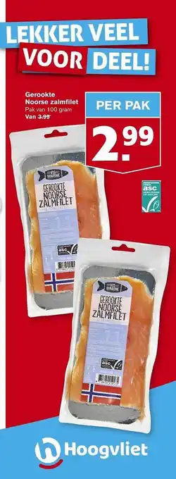 Hoogvliet Gerookte Noorse Zalmfilet aanbieding