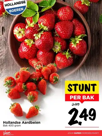 Vomar Voordeelmarkt Hollandse aardbeien bak 400 gram aanbieding