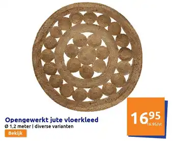 Action Opengewerkt jute vloerkleed aanbieding