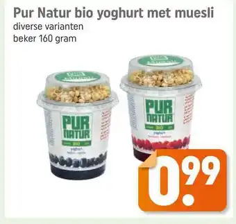 Lekker Makkelijk Pur natur bio yoghurt met muesli 160 gram aanbieding