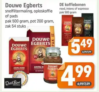 Dagwinkel Douwe egberts snelfiltermaling, oploskoffie of pads of de koffiebonen rood, intens of espresso aanbieding