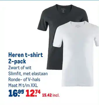 Makro Heren t-shirt 2-pack aanbieding