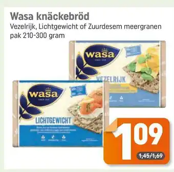 Dagwinkel Wasa knäckebröd vezelrijk, lichtgewicht of zuurdesem meergranen 210-300 gram aanbieding