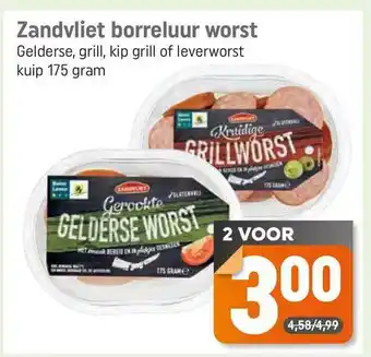 Dagwinkel Zandvliet borreluur worst gelderse, grill, kip grill of leverworst 175 gram aanbieding