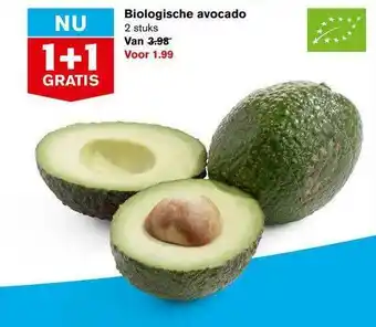 Hoogvliet Biologische avocado 1+1 Gratis aanbieding